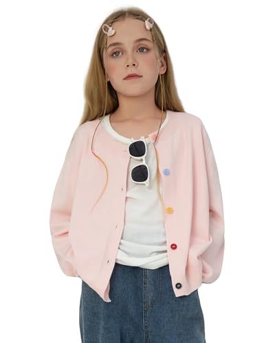 Girls Cardigan,Button Solid Long Sleeve Knit Sweaters,Girls Basic Cardigan,5-12 Years Red