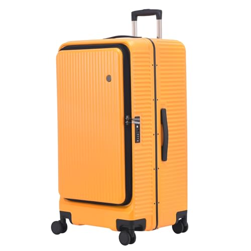 Image of Kaleenie 29 Inch Aluminum Checked Luggage with Side Opening Zipper, Lightweight Hardshell ABS+PC Suitcase with TSA Lock, 360 Universal Wheels, Orange