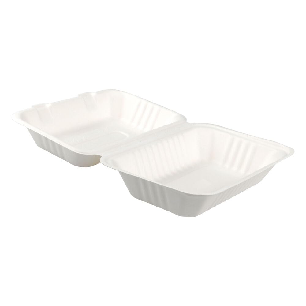25 Menüboxen aus Bagasse, naturweiß, 23x15cm, 25Stk.