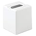 mDesign Modern Square Plastic Paper Facial Tissue Box Cover Holder for Bathroom Vanity Countertops, Bedroom Dressers, Night Stands, Desks and Tables - 2 Pack - White