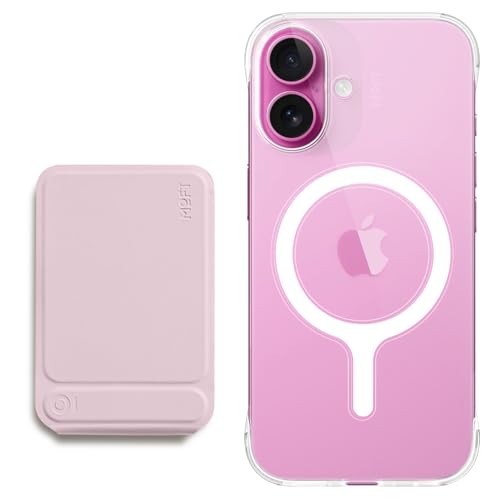 MOFT Phone Tripod Stand, MagSafe Wallet Tripod Stand, NFC-Supported Wallet Blush & Invisible Clear MagSafe Phone Case iPhone 16 Plus