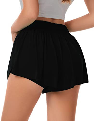 Zesoyne 3 Pack Womens 2 in 1 Flowy Running Athletic Shorts with Pocket Butterfly Workout Biker Gym Yoga Tennis Skirts - Image 4