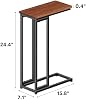Mesa lateral con forma de C Ekisemio, juego de 2, mesa auxiliar que se desliza bajo el sofá con estructura de metal, café rústico para sala, oficina en casa, espacios pequeños 6
