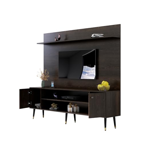 Image of Bniture TV Unit Cabinet for Living Room 30 to 65 Inch, Engineered Wood Cabinet Base Mount with 2 Door & Shelves, TV Stand Table with Storage for Books & Decor Unit for Bedroom (Flower Wenge)