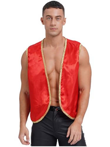 Lejafay Men Medieval Victorian Sleeveless Vest Gold Trims Figure Gothic Waistcoat Arabian Jacket Top