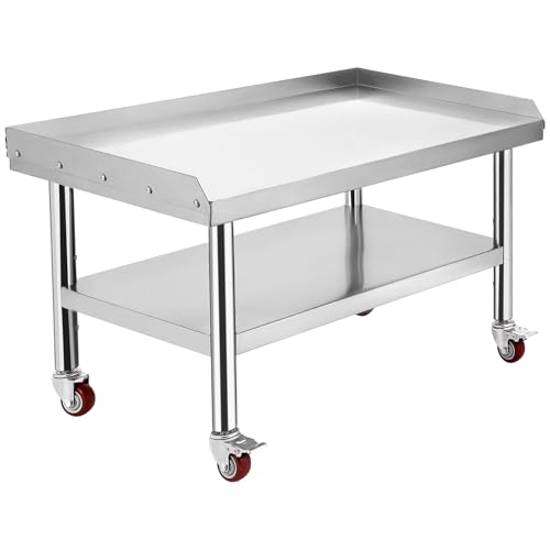 GarveeTech SK Equipment Grill Stand, 36x30x24 inch with wheel, Silver