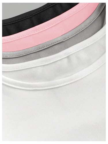 SOLY HUX Girl's Crop Tops 4 Piece Short Sleeve Crew Neck T Shirts Solid Basic Slim Fit Tee4