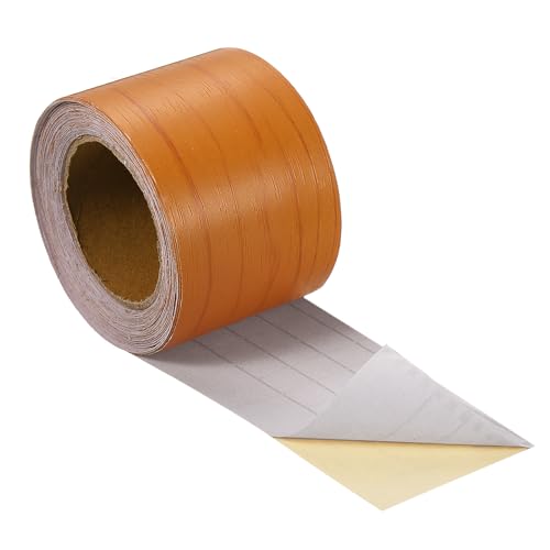 Image of uxcell Wood Grain Tape, 2 inch x33 Ft Self Adhesive Wood Grain Repair Patch for Baseboards, Doors, Floor Repair, Furniture Home Decor Red Cherry