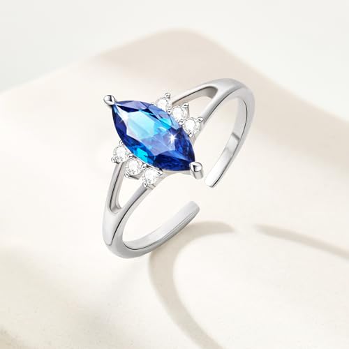 Cicy Bell Womens Platinum Plated Moonstone Cubic Zirconia Delicate Eternity Cut Teardrop Texture Rings for Gifts2