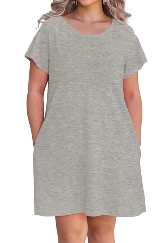 Image of Alaster Women's Casual Summer T Shirt Dress Loose Short Sleeve Tunic Dress with Pocket for Women