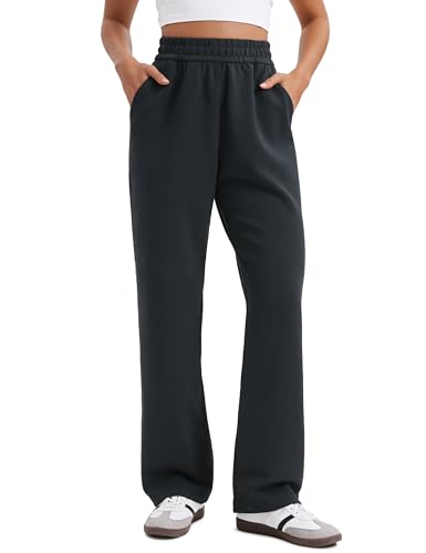 CRZ YOGA Damen Weichheit Weites Bein Sweatpants Modal Hohe Taille Schlaghose Lounge Reisen Lässig Sweathose - 79cm Schwarz 40 CRZ YOGA Damen Weichheit Weites Bein Sweatpants Modal Hohe Taille Schlaghose Lounge Reisen Lässig Sweathose - 79cm Schwarz 40