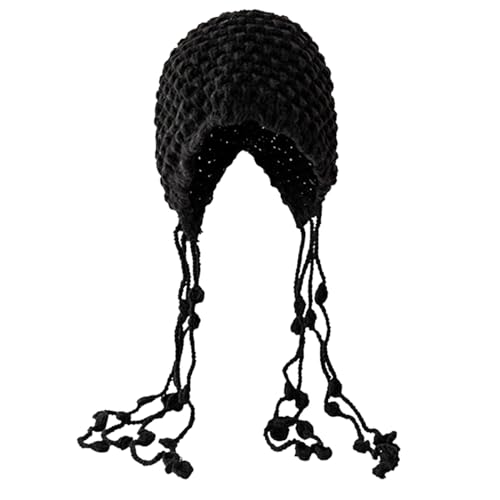 Gorro tejido de invierno para mujer con orejeras y borlas miniatura 6