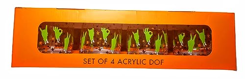 Halloween DOF Acrylic Spooky Stars and Witch Hands Glasses 12 OZ - 3.5 x 3.5 Inches - Set of 4 Double Old Fashion Glasses
