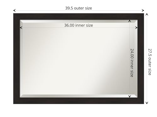 Image of Amanti Art Framed Vanity Mirror | Bathroom Mirrors for Wall | Furniture Espresso Narrow Mirror | Wall Mounted Mirror | Large Mirror | 27.50 x 39.50