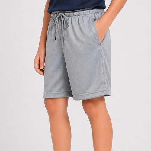 Image of RISH Kids Dri-Fit Sports Shorts for Boys & Girls | Breathable Polyester Activewear Shorts with Elasticated Waist, Drawstring & 2 Side Pockets | Solid Colours | Single and Multi Packs