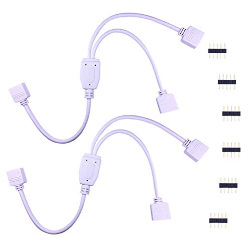 LitaElek 2pcs LED Strip Splitter 5-Pin RGBW LED Tape Connector Cable LED Ribbon 1 to 2 Ports Y Splitter for 10mm Wide and 12mm Wide SMD 5050 RGBW LED Strip Light -30cm/ 12in Long, White -  ACD006