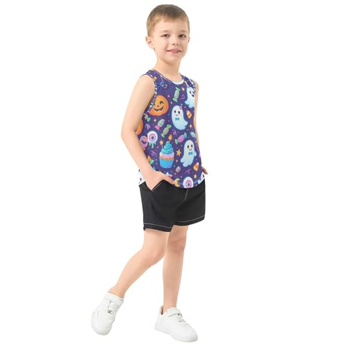 JUNZAN Hallooween Sweets Boys Athletic Tank Top Sleeveless Summer Vest Tee Youth Undershirt for Surfing Vacation Swim 3T4