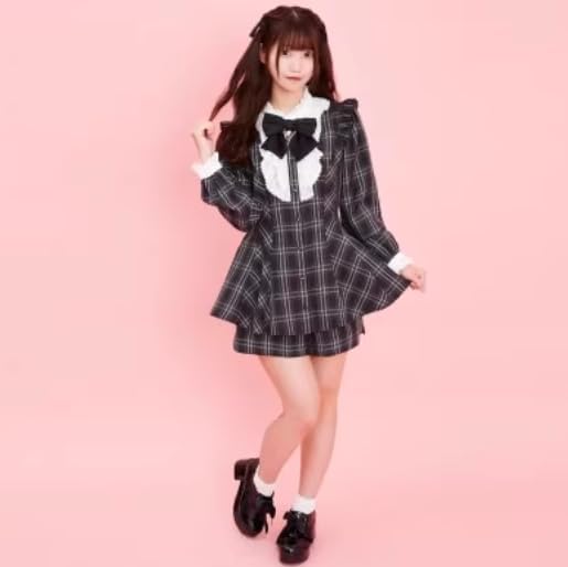 [bozaicos] scセット日系地雷系復刻格子ハートリボンチェーンスカートキュロットスーツサイズ指定できる,男女共用