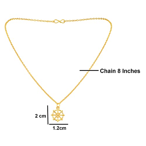 Gold Plated Wheel Pendant Necklace with Chain