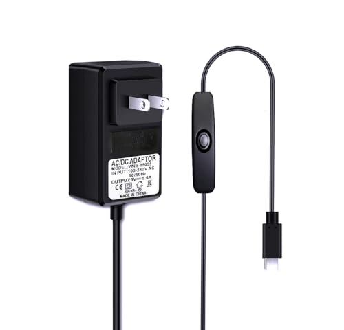 27W Power Supply for Raspberry Pi 5, USB-C Power Supply 5V 5.5A for Raspberry Pi for Raspberry Pi 5 8GB 4GB, Supply with ON/Off Switch (Black)