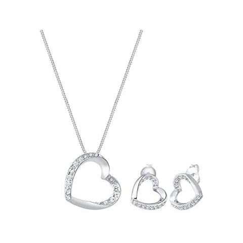 Elli PREMIUM Schmuckset Herz Verbundenheit Kristalle Silber Cover