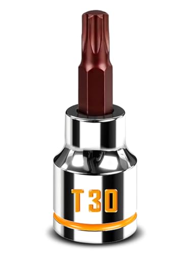 ZHAX T30 Torx Bit Socket 3/8 Inch Drive Yellow Clear Embossed & Painted Mark Star Socket Full Polished Premium S2 Alloy & Cr-V Steel Made for Repair