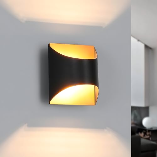 Homefire Aplique de pared para interiores color negro y dorado para - pasillo escalera vintage de cerámica G9 para dormitorio sala de estar y habitación infantil sin bombilla