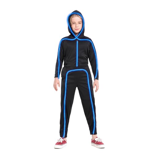 Light Up Stick Figure Costume Kids Led Cosplay Child Boys Girl Blue 234T