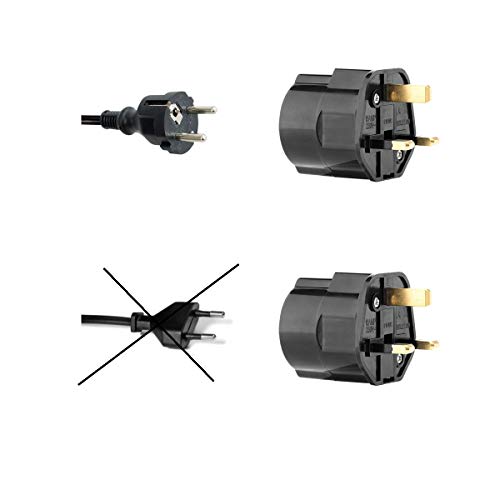 Incutex 2x adapter EU naar VK – Europa 2-pin naar 3-pin VK -13A zekering – Europese reisstekker Schuko in zwart - Image 6