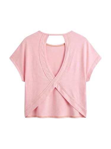 Image of RoseSeek Women's 3 Packs Open Back Tops T Shirt Criss Cross Cut Out Tee Short Sleeve Crewneck Summer Backless Tops