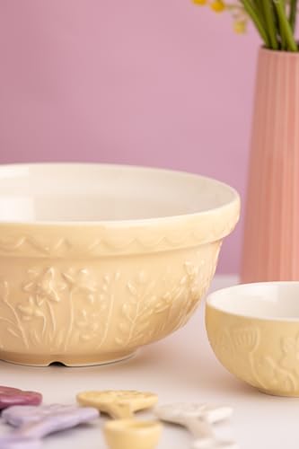 Mason Cash in The Meadow Size 30 Mixing Bowl 21cm | 1.1 Litre Floral Embossed Earthenware Bowl for Baking, Prep & Serving | Dishwasher Safe