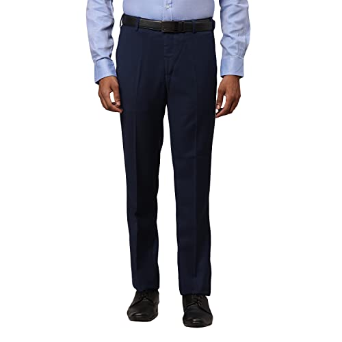 Image of Raymond Men's Polyester Blend Shark Skin Pattern Contemporary Fit Flat Front Formal Trouser