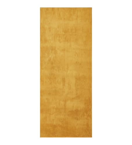 Image of Obsessions Polyester Bedside Runner with Solid Pattern Felt Backing, Ideal for Bedroom & Living Room 60x150cm, Camel
