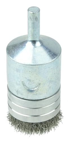 Image of Weiler 11114 0.006 inch Wire Size, 302 Stainless Steel Bristles, Banded, Solid End, Stem-Mounted Crimped Wire End Brush, Made in The USA (Pack of 10)