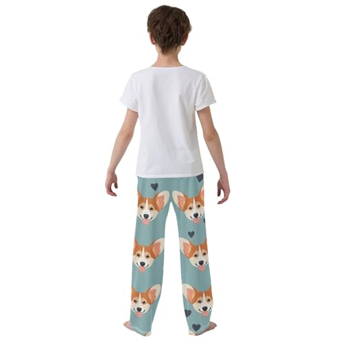 Corgi Dog Love Boys Long Pants Soft Trousers Elastic Waist Kids Lounge Bottoms with Pockets S-XL3