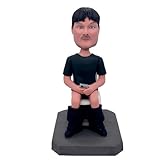 mydedor Custom Bobbleheads Figurine,White-Toothed Man Sitting on The Toilet Bobbleheads Lifelike Figurine,Personalized Figurine for Car Dashboard Collectible Doll for Man Friend Boss