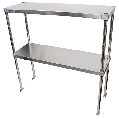 GSW DS-1860A Commercial Stainless Steel Adjustable Height Double Tier Over-Shelves for Prep & Work Table, Cold Table, Restaurant Kitchen, 18