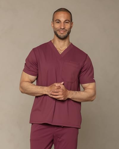 Scrub Top for Men - 3 Pockets, Tailored Fit, V-Neck, 4-Way Stretch, Moisture-Wicking2