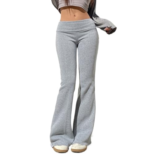 YELLOOP Y2k Pants Bell Bottom Pants for Women Coquette Clothes Low Rise Pants Cute Pants for Women Flare Pants