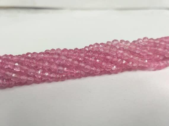 Miniatura 2 de Lote de 5 hebras AAA 100% natural de topacio rosa facetado Rondelles cuentas de 0.138-0.157 in de 13 pulgadas
