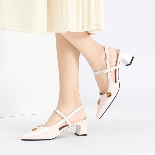 Heels for Women Block Chunky Platform High Heels Closed Pointed Toe Ankle Strap Dressy Comfortable Formal Dress Pump Shoes