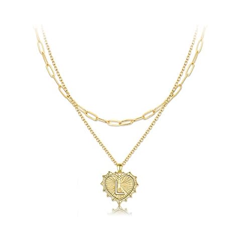FANZE Dainty Layered Necklaces for Women Pendant Initial Necklace Chain Necklace Simple Adjustable for Women Cover