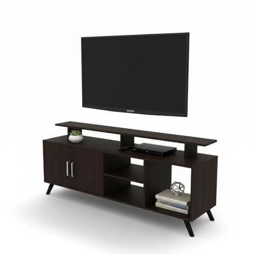 Image of ESTANTERIA Engineered Wood TV Entertainment Unit Set Top Box Stand Tv Ttand Table /TV Cabinet with Shelves for Books & Dcor Display Unit Bed Living Room Upto 55 Inches - DIY (Dark Wenge)