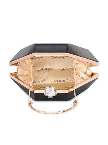 Image of TOOBA Handicraft Women's Box Clutch Bag Purse | Designer Solid Color Bag, Bridal Purse & Party Handbag Design & Jeweled Clasp - Wedding & Special Occasion Clutch