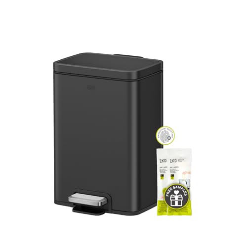 Poubelle 12L EKO Madison noir mat avec panier amovible pour un entretien facile