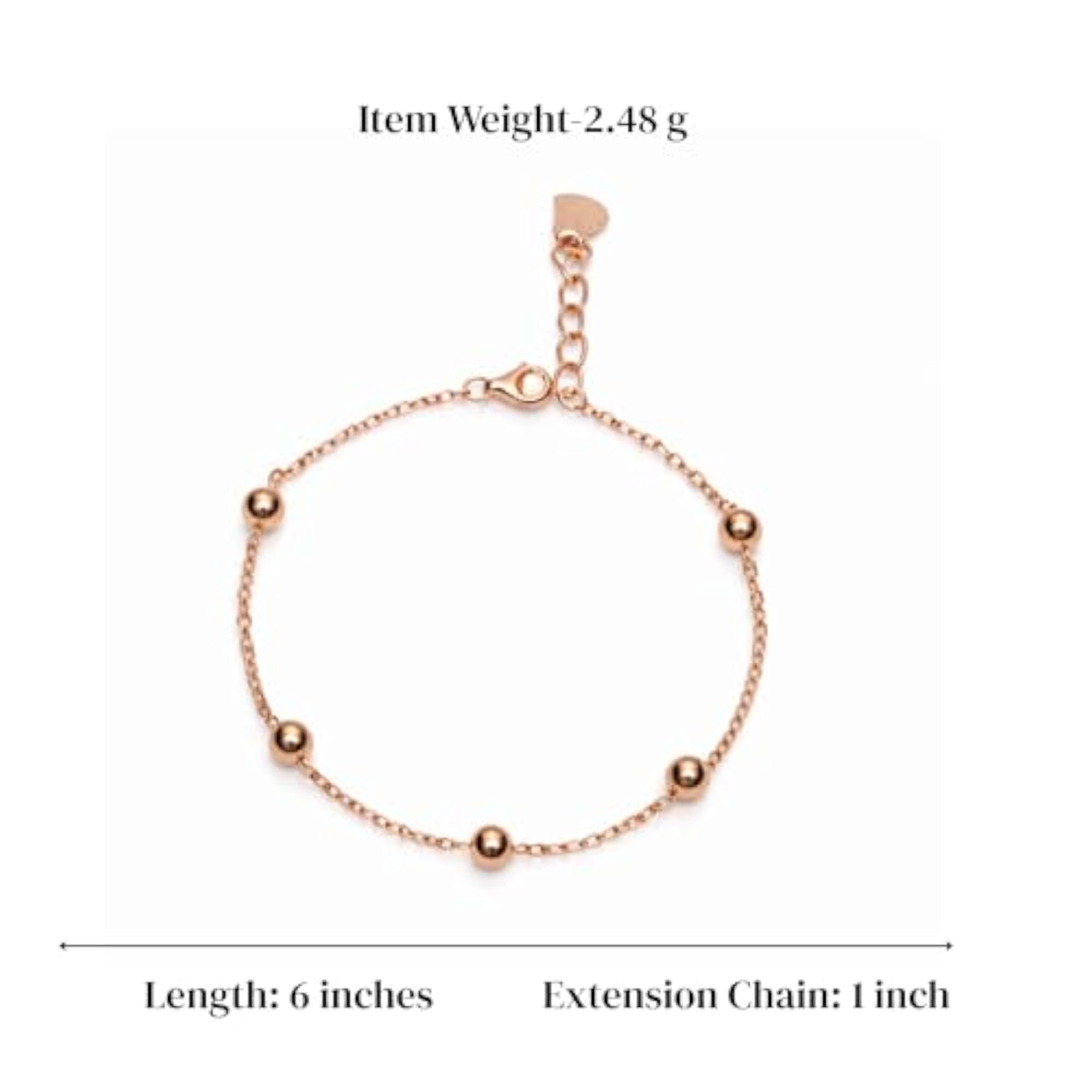 Women's 925 Sterling Silver Rose Plated Ball Bracelet
