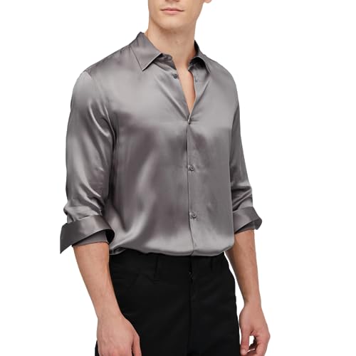 Image of Men's Luxury Satin Shirt Slim Fit|Men's Slim Fit Satin Shirt - Shiny, Soft|Men's Satin Shirt - Luxury Silky Nightclub & Event Wear|Silk Satin Shirt for Men - Lightweight, Shiny, and Comfortable