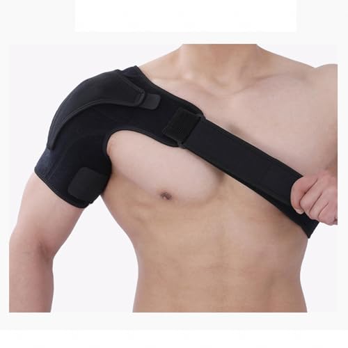 ユニセックス用ネオプレンナイロンショルダーブレース、五十肩、滑液包炎、関節唇断裂の緩和のための調節可能なショルダーサポートストラップ、ローテーターカフサポートは左右の腕にフィットします,Grey-L