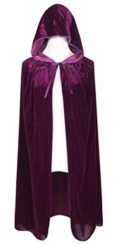 BIGXIAN Kids Hooded Velvet Cloak Halloween Christmas Cosplay Fancy Cape Dark Purple