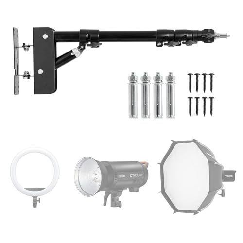 AMBITFUL Ring Light Wall Mount Adjustable 43"/110cm Boom Arm Stand